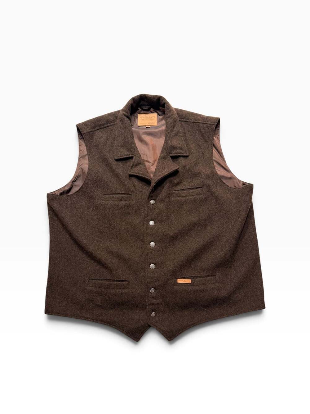 Powder River Outfitters Wool Vest Size 4XL Brown Western Button-Down